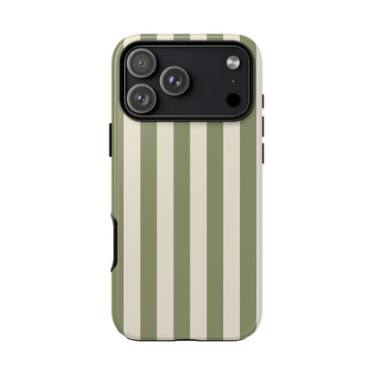 Olive & Beige Stripe Pattern Phone Case - Green Phone Case - iPhone 17 Pro Max / Glossy