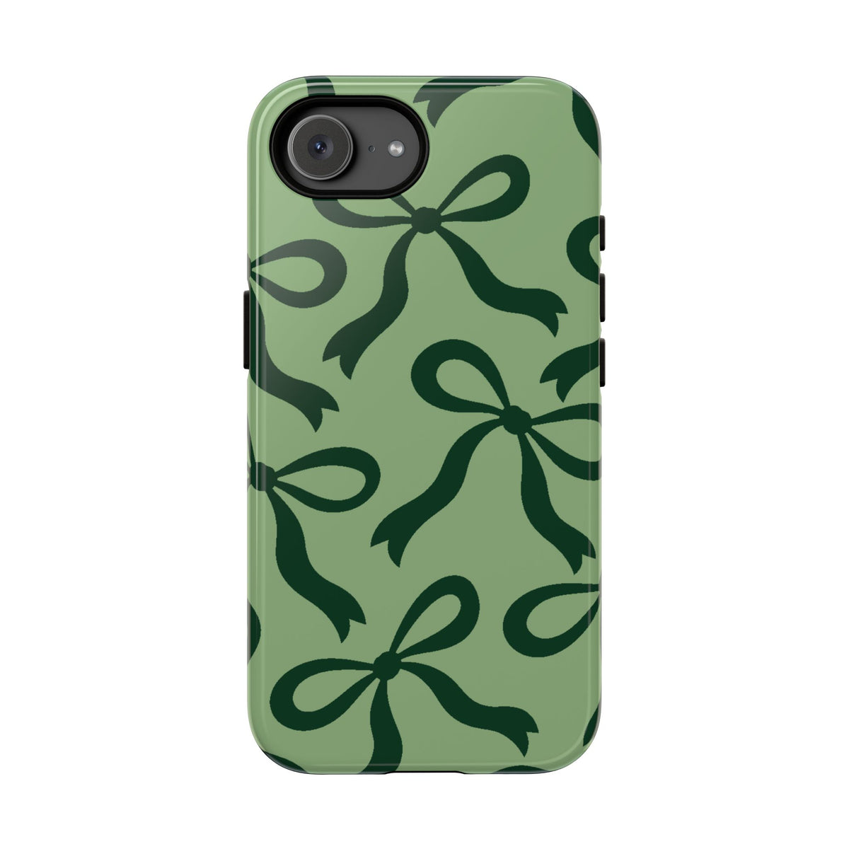 Bold Sage Green and Forest Green Bow Pattern Phone Case - Green Phone Case - iPhone 17e / Glossy