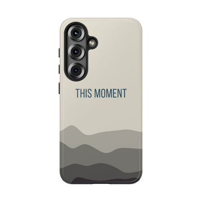 Samsung Galaxy S25 / Glossy Phone Case - Minimalist Cream Waves ’This Moment’ Statement Phone Case