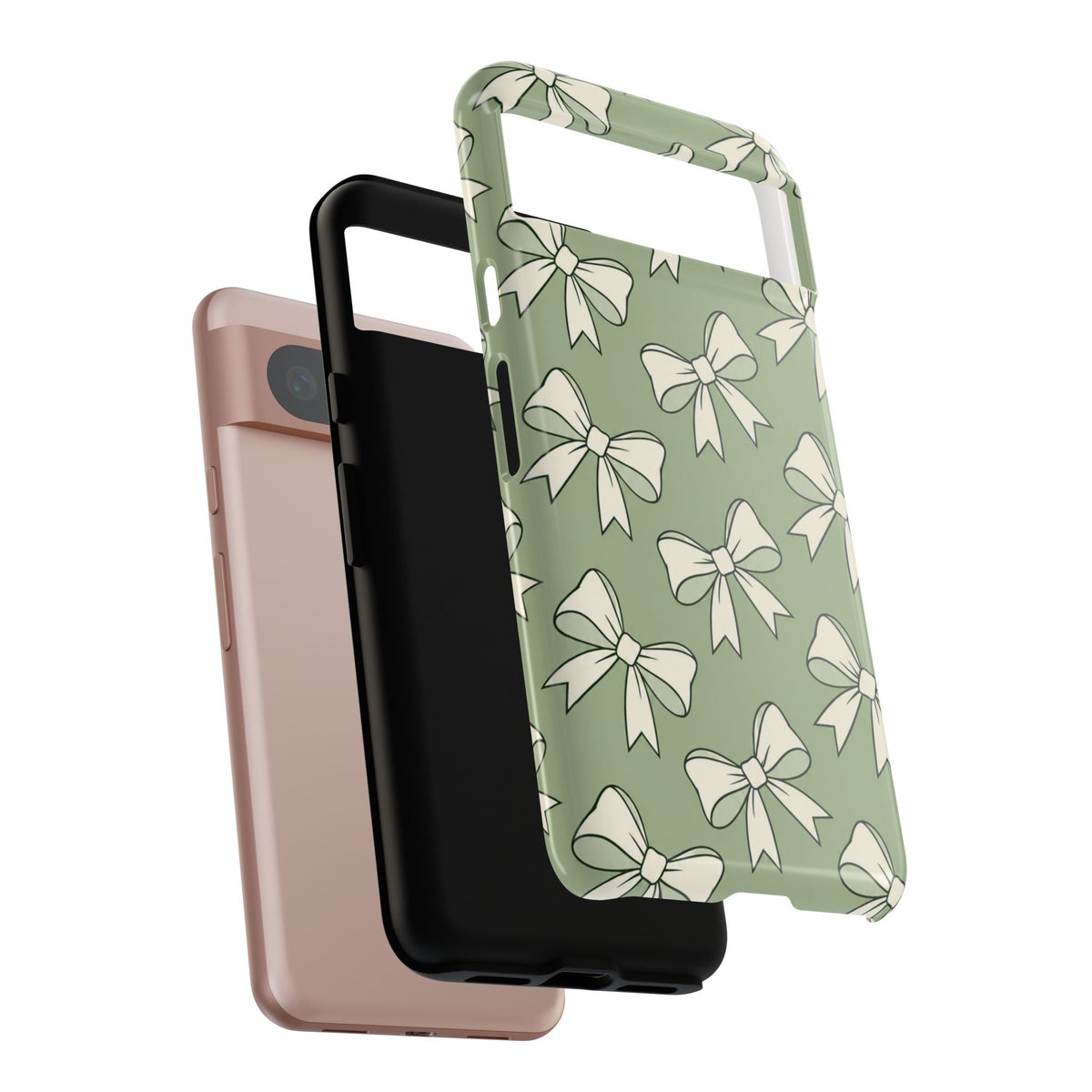 Chic Sage Green Bow Pattern Phone Case
