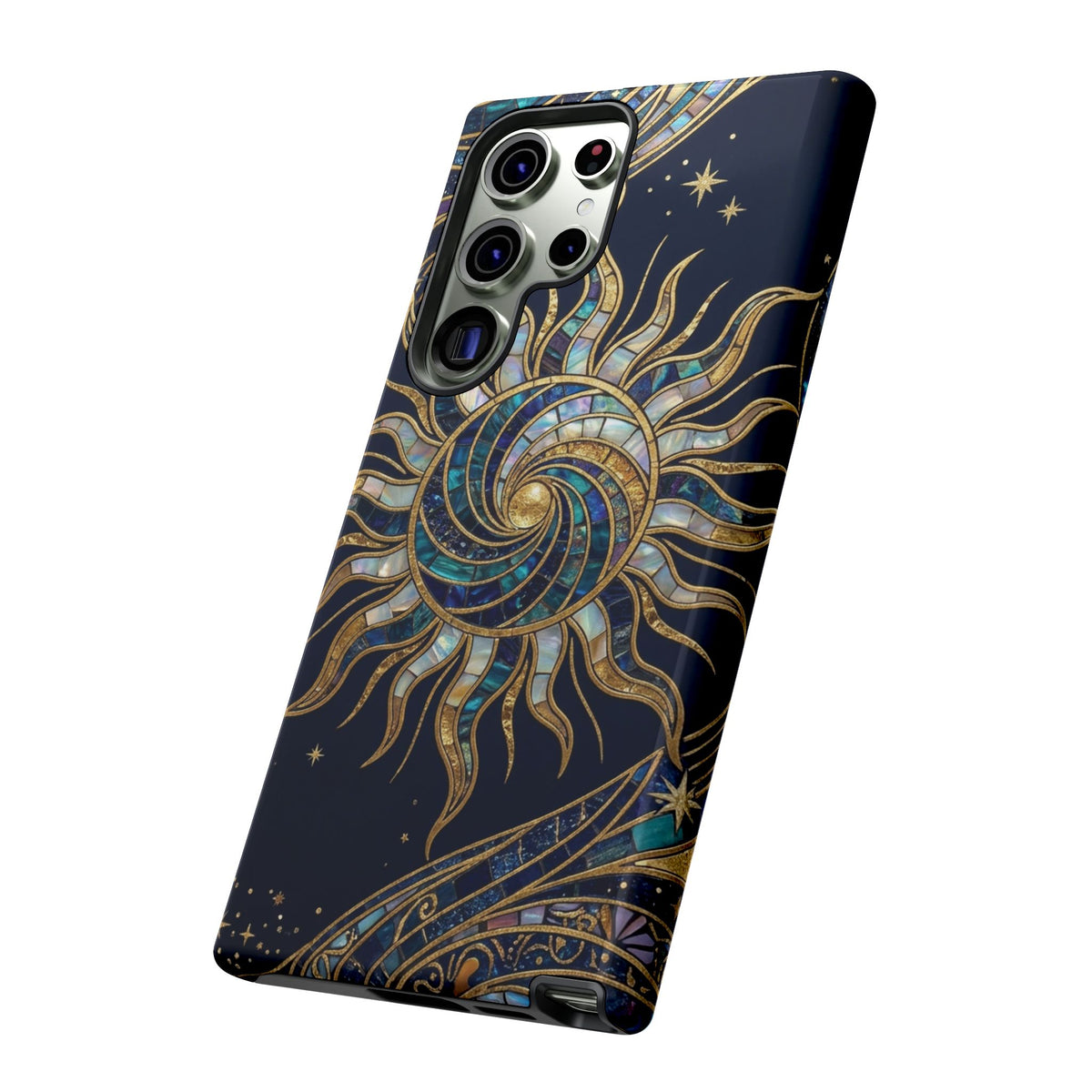 Elegant Navy & Gold Solar Spiral Phone Case