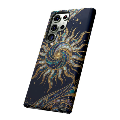 Elegant Navy & Gold Solar Spiral Phone Case