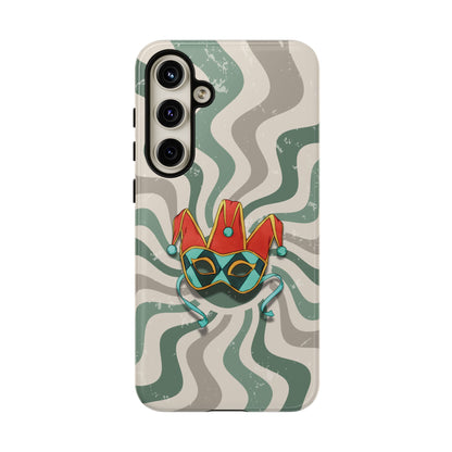 Samsung Galaxy S24 Plus / Glossy Phone Case - Venetian Jester Mask – Green Retro Soft Revival Phone Case