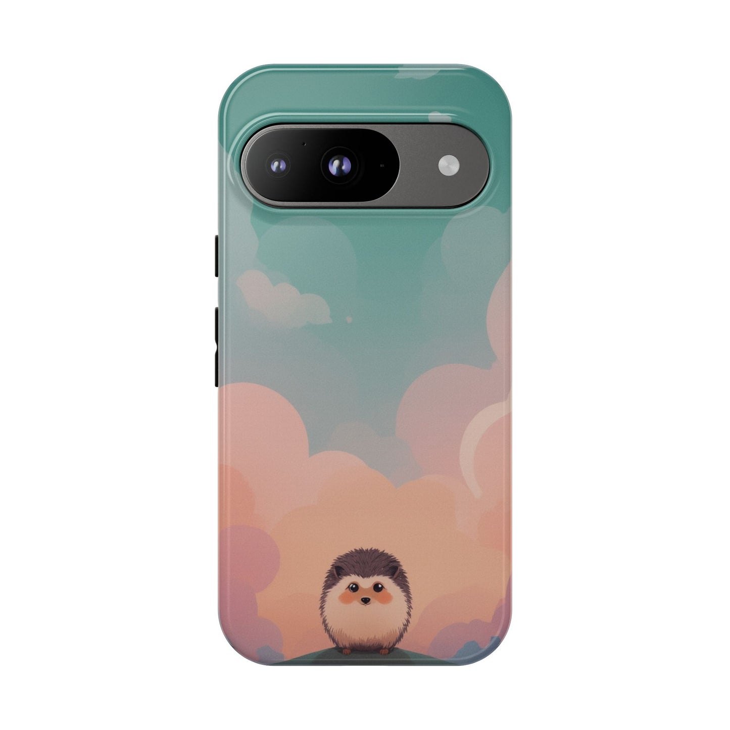 Google Pixel 9 / Glossy Phone Case - Cute Hedgehog & Cloud Design Phone Case