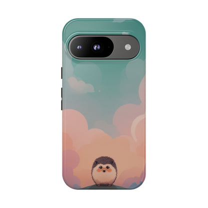 Google Pixel 9 / Glossy Phone Case - Cute Hedgehog & Cloud Design Phone Case