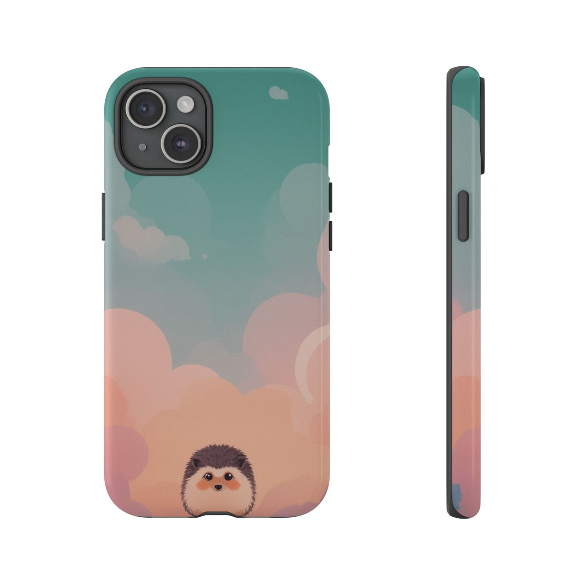 Cute Hedgehog & Cloud Design Phone Case - Multicolor Phone Case - iPhone 15 Plus / Glossy