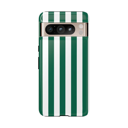 Google Pixel 8 Pro / Glossy Phone Case - Simple Green & White Stripe Pattern Phone Case