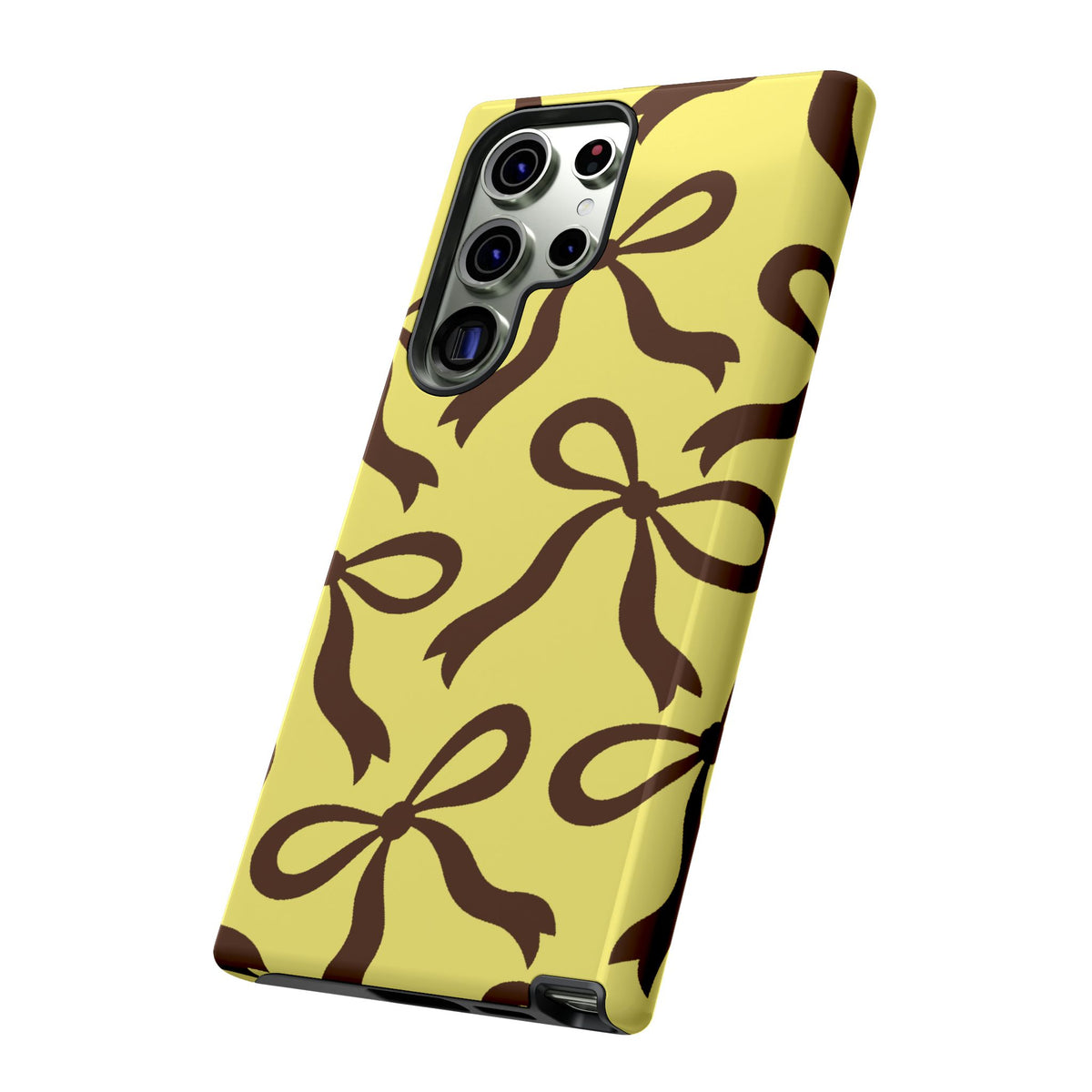 Bold Butter Yellow and Chocolate Brown Bow Pattern Phone Case - Yellow Phone Case