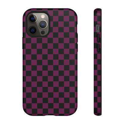 Trendy Plum & Black Small Checked Pattern Phone Case - Purple Phone Case - iPhone 12 Pro / Glossy