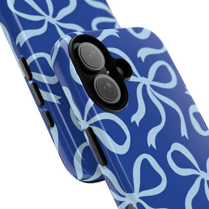 Bold Cobalt Blue and Powder Blue Bow Pattern Phone Case