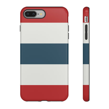 iPhone 8 Plus / Glossy Phone Case - Red White & Blue Horizontal Stripe Pattern Phone Case