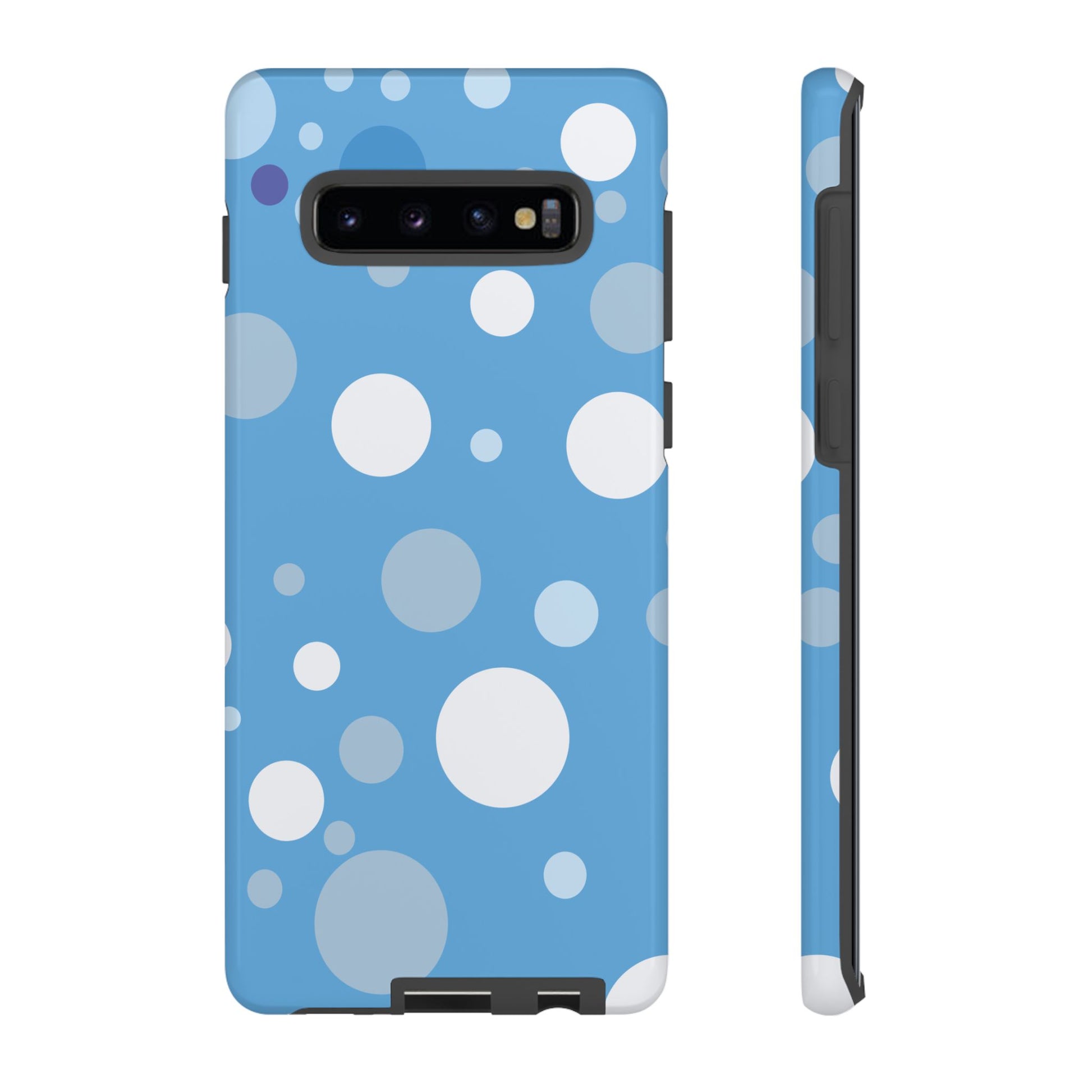 Samsung Galaxy S10 Plus / Glossy Phone Case - ’Bold Blue with White Dot Pattern’ Phone Case