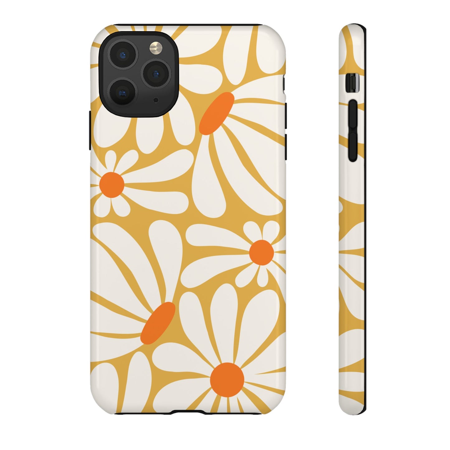 iPhone 11 Pro Max / Glossy Phone Case - Retro Yellow Daisy Pattern Phone Case