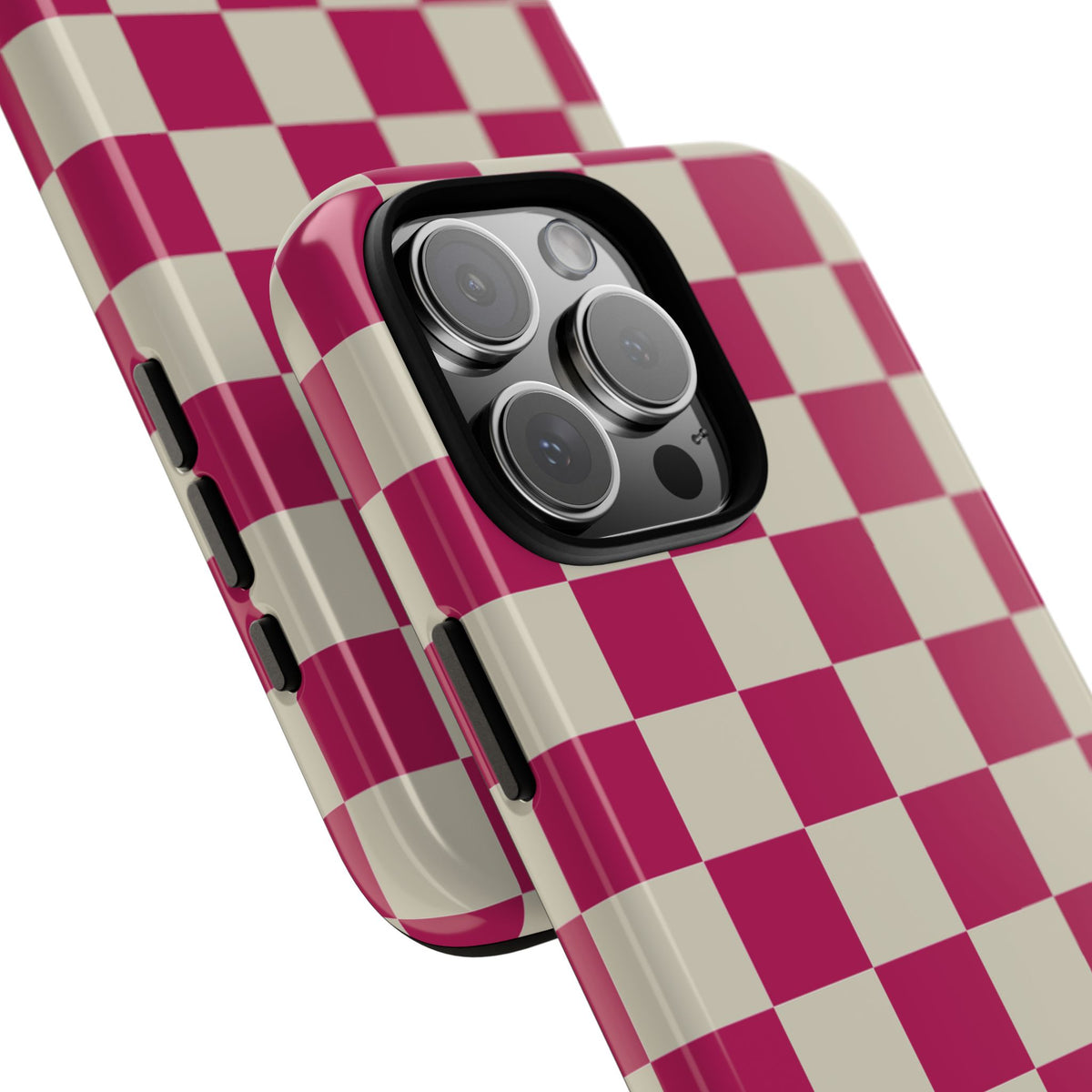 Pink & White Checked Pattern Phone Case - Pink Phone Case