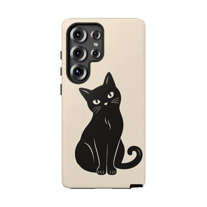 Minimalist Cream & Black Cat Phone Case