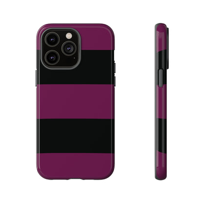 iPhone 14 Pro Max / Glossy Phone Case - Purple & Black Horizontal Stripe Pattern Phone Case