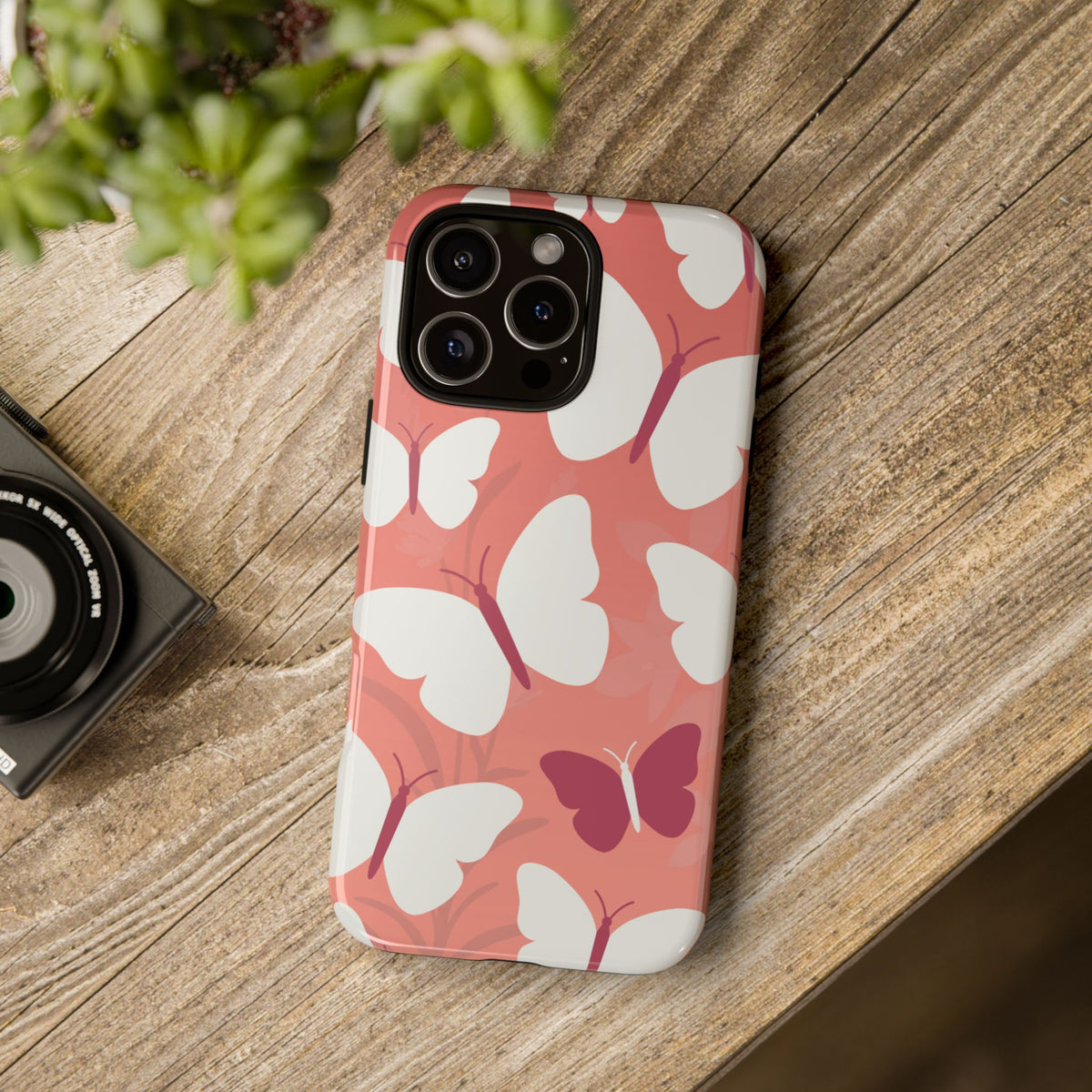 Minimalist Pink Butterfly Pattern Phone Case - Pink Phone Case