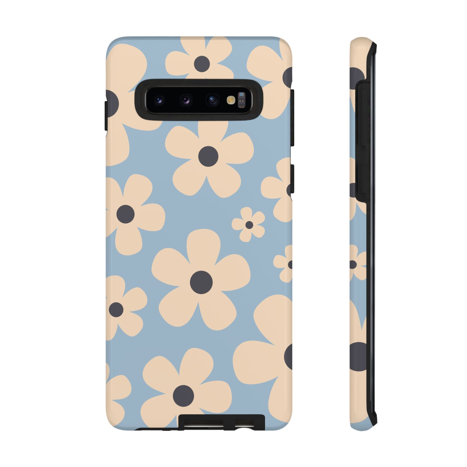 Cute Light Blue & Cream Daisy Pattern Phone Case - Blue Phone Case - Samsung Galaxy S10 / Glossy