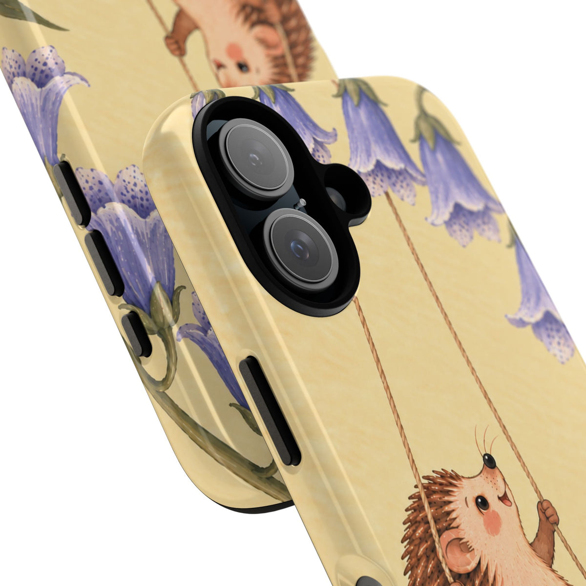 Whimsical Buttercream Hedgehog and Bluebell Phone Case - Yellow Phone Case