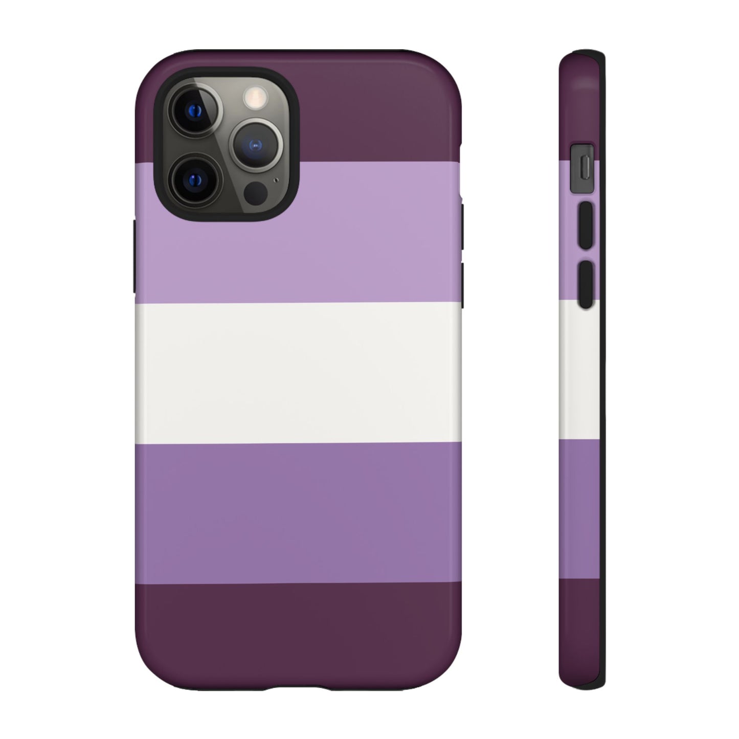 iPhone 12 Pro / Glossy Phone Case - Purple Stripe Pattern Phone Case