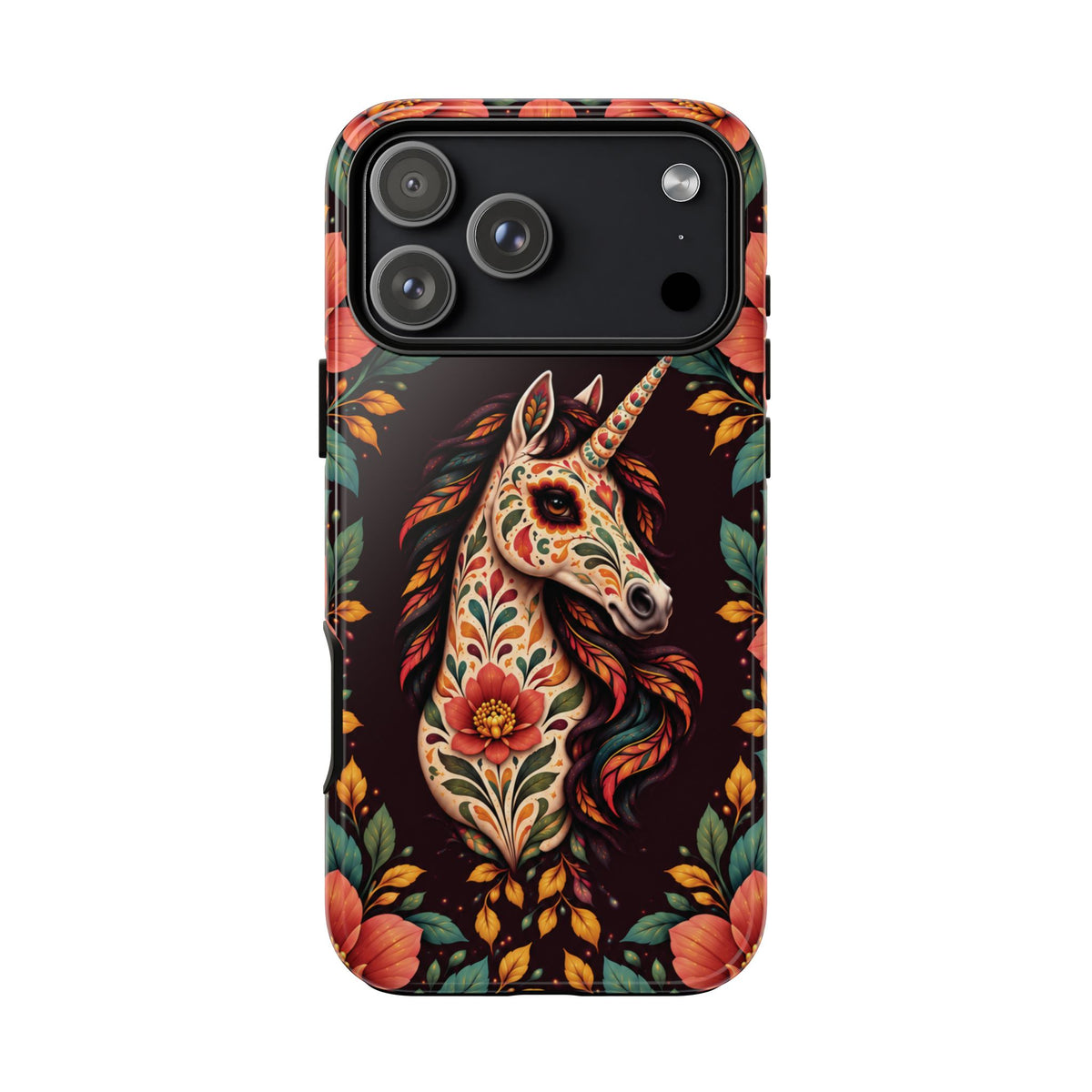 Elegant Terracotta and Teal Calavera Unicorn Phone Case - Phone Case - iPhone 18 Pro Max / Glossy