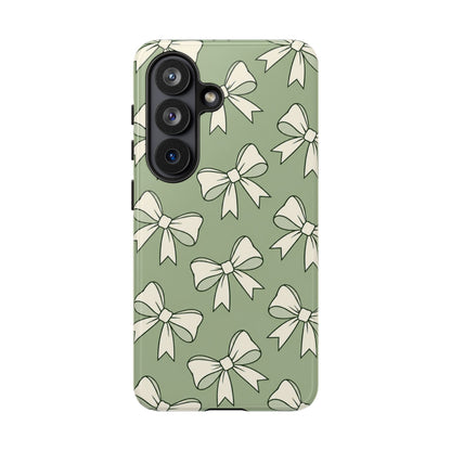 Chic Sage Green Bow Pattern Phone Case