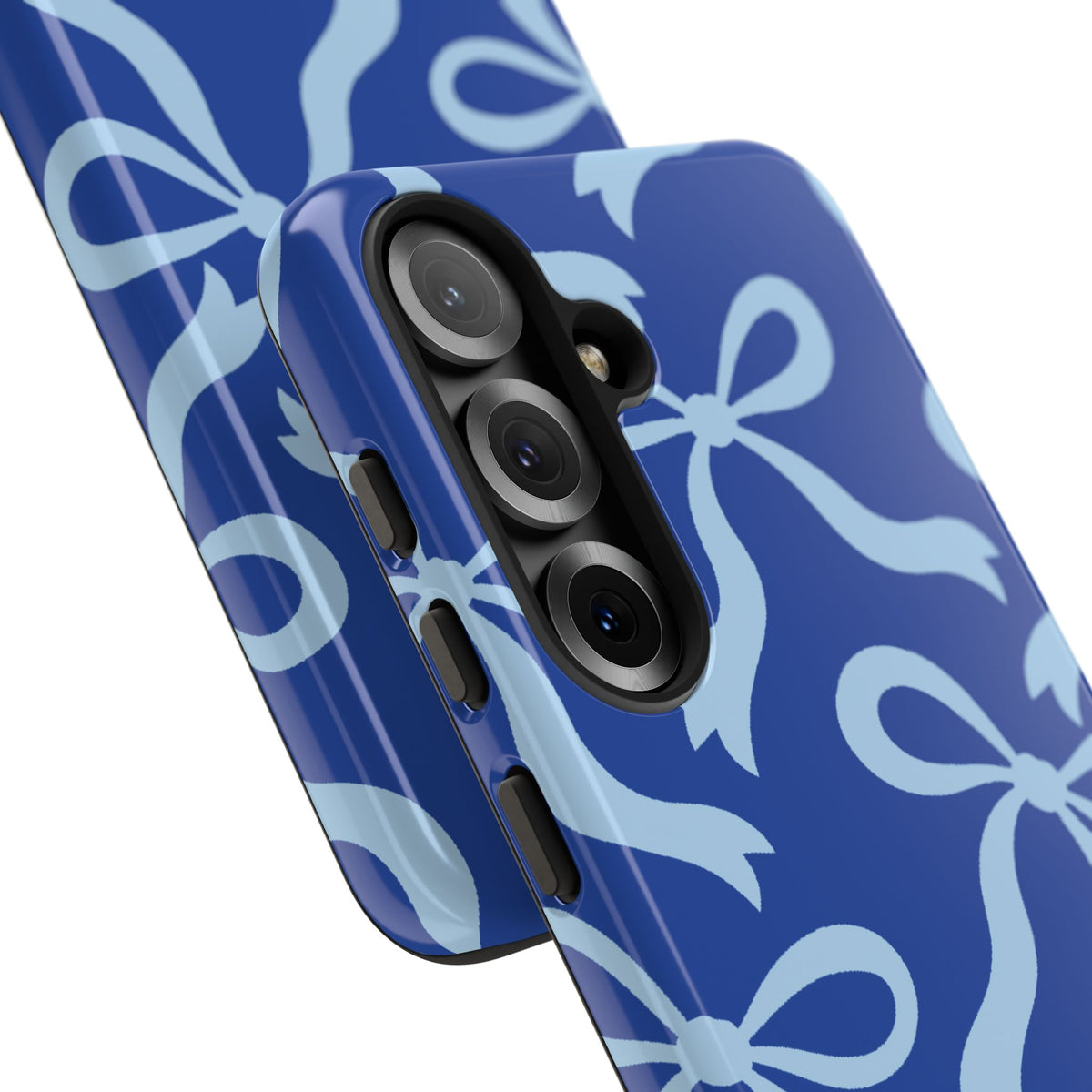 Bold Cobalt Blue and Powder Blue Bow Pattern Phone Case - Blue Phone Case