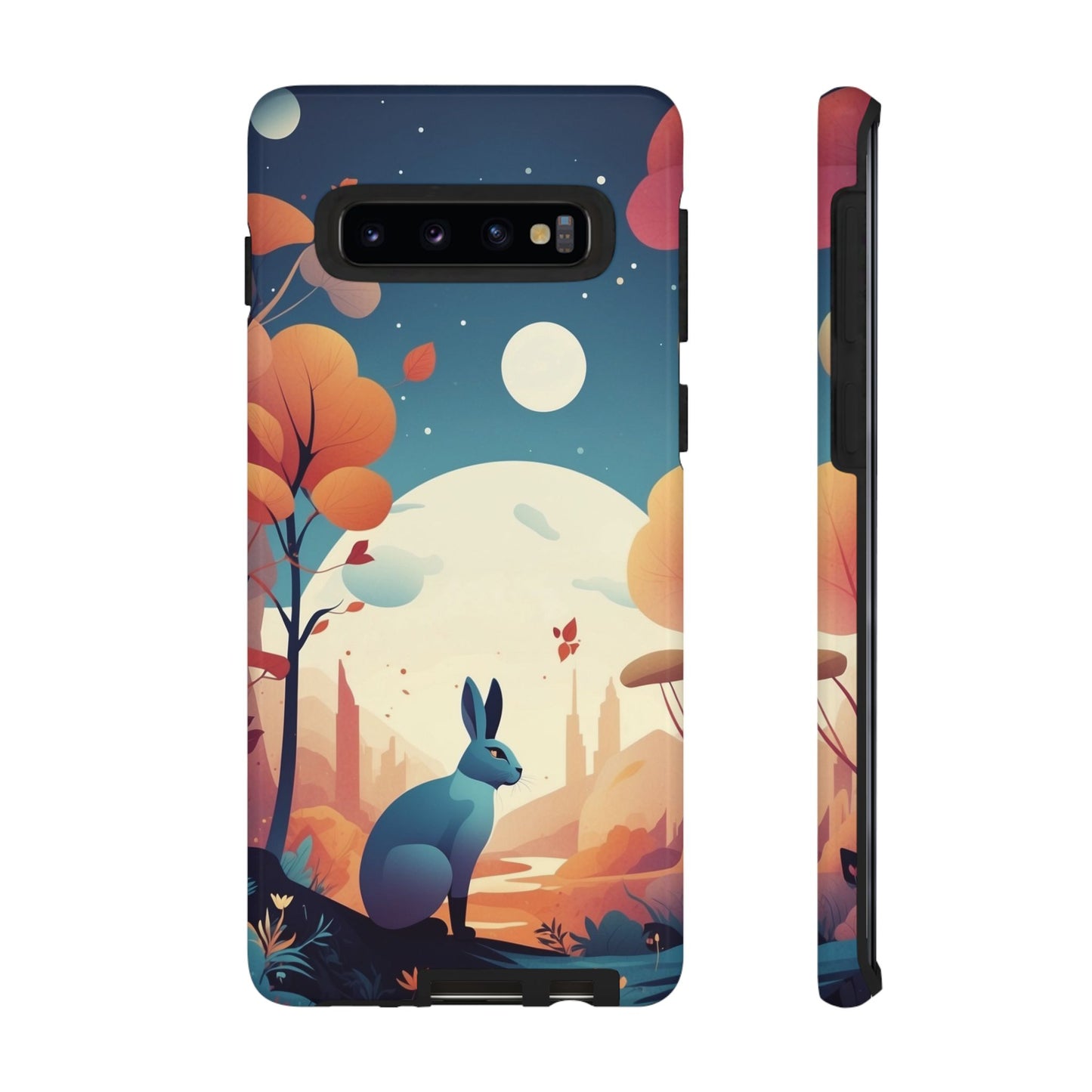 Samsung Galaxy S10 / Glossy Phone Case - Stylised Blue Hare Design Phone Case
