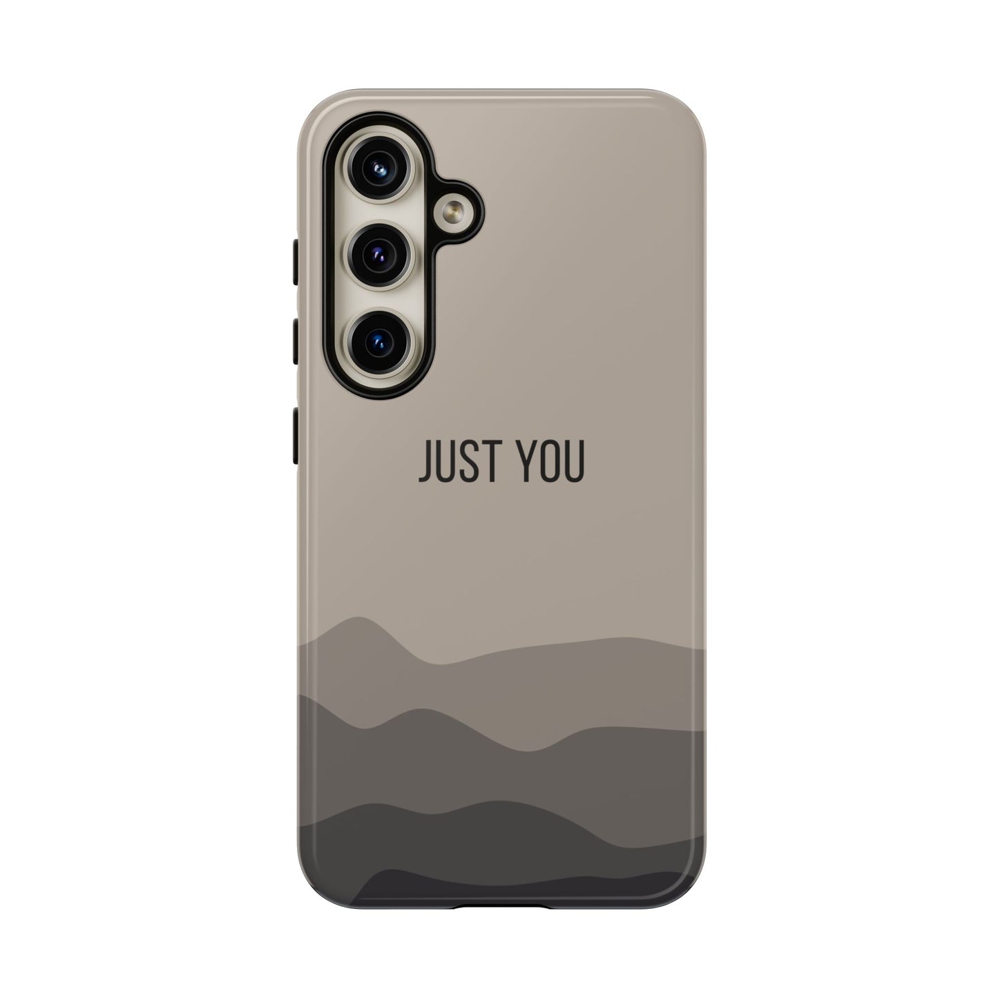 Samsung Galaxy S24 / Glossy Phone Case - Minimalist Beige Waves ’Just You’ Statement Phone Case