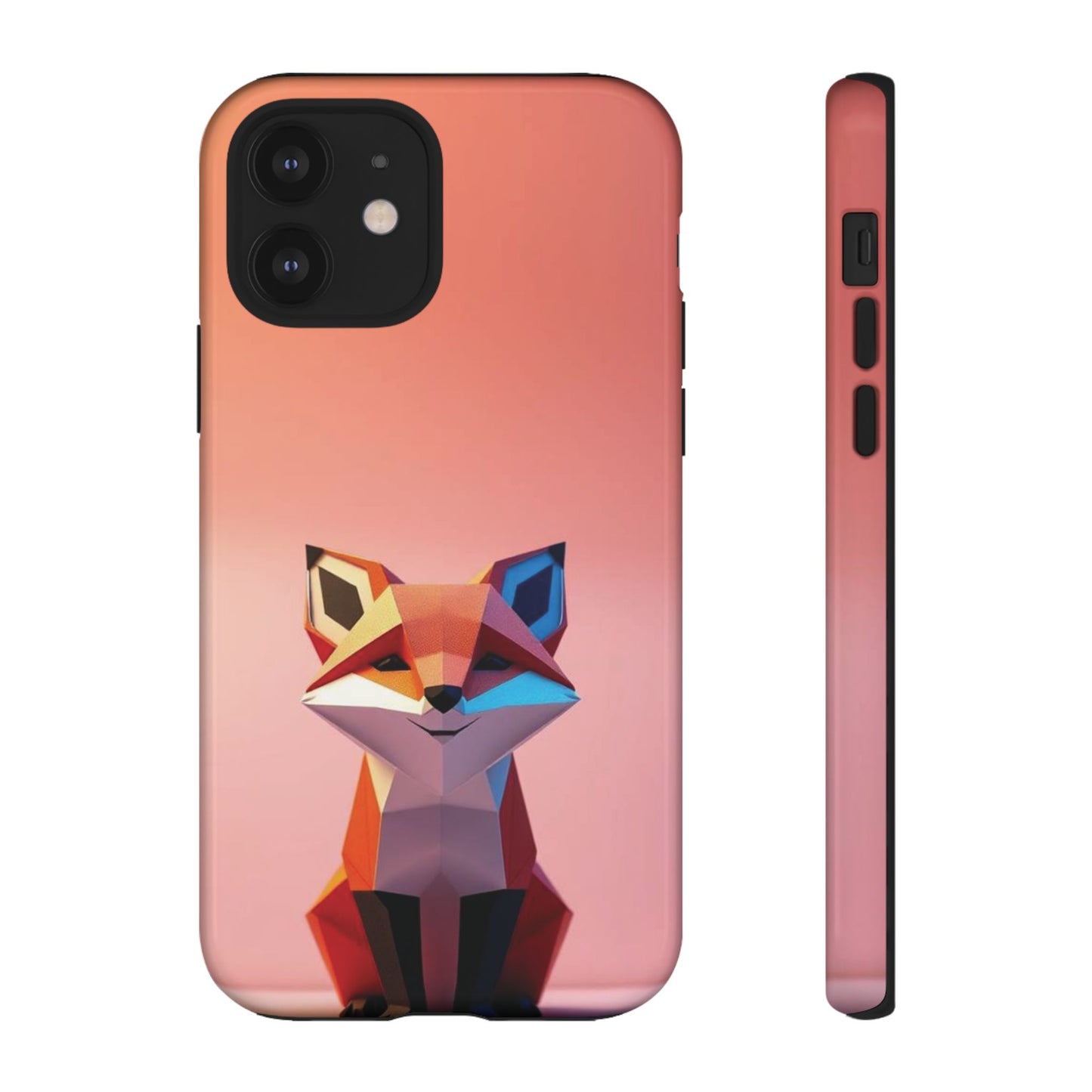 iPhone 12 / Glossy Phone Case - Origami Fox Design Phone Case