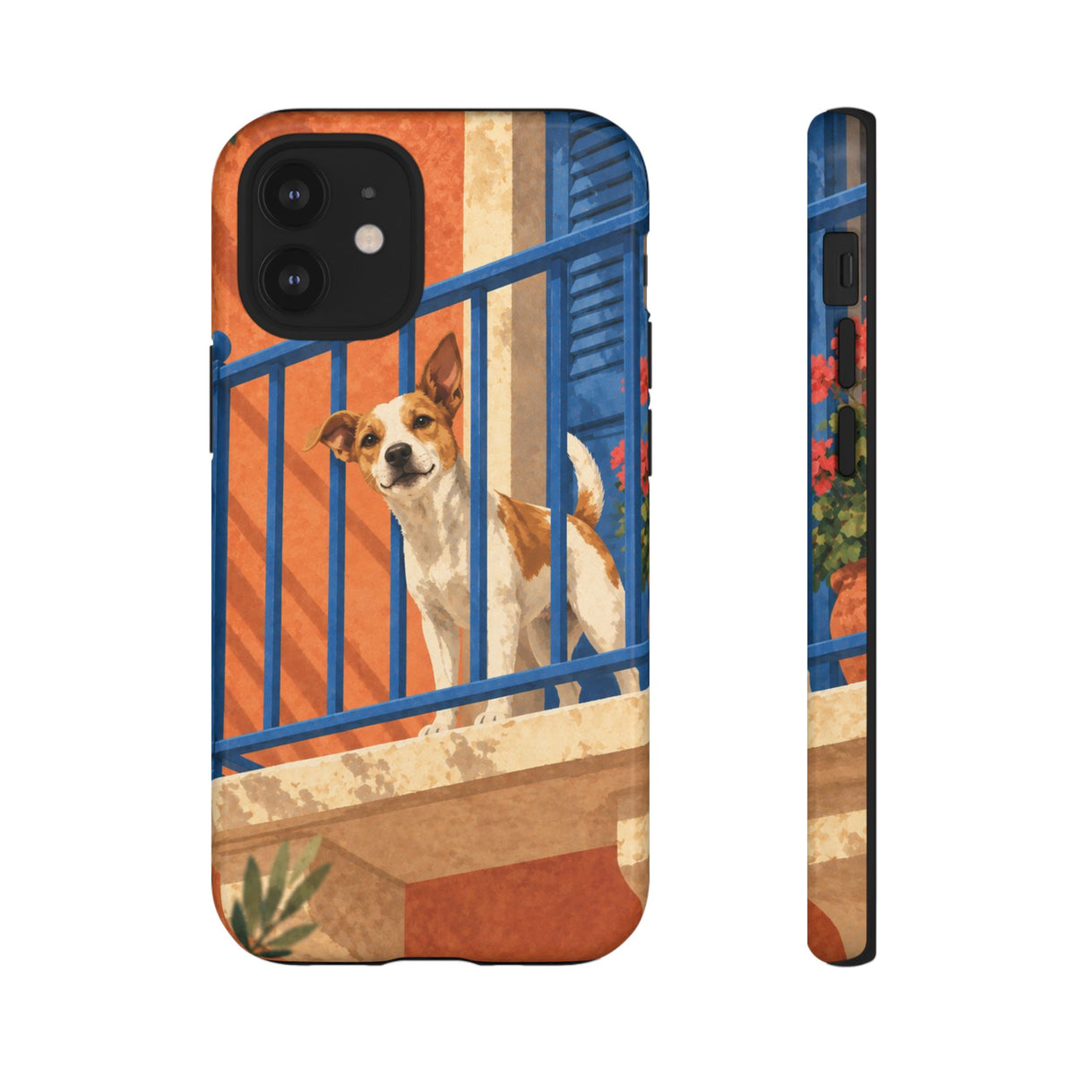 Jack Russell Terrier Balcony Busybody Phone Case - Multicolor Phone Case - iPhone 12 Mini / Glossy