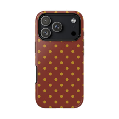 Trendy Brown & Mustard Dot Pattern Phone Case - Brown Phone Case - iPhone 18 Pro / Glossy