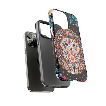Vibrant Orange and Turquoise Calavera Hedgehog Phone Case - Multicolor Phone Case