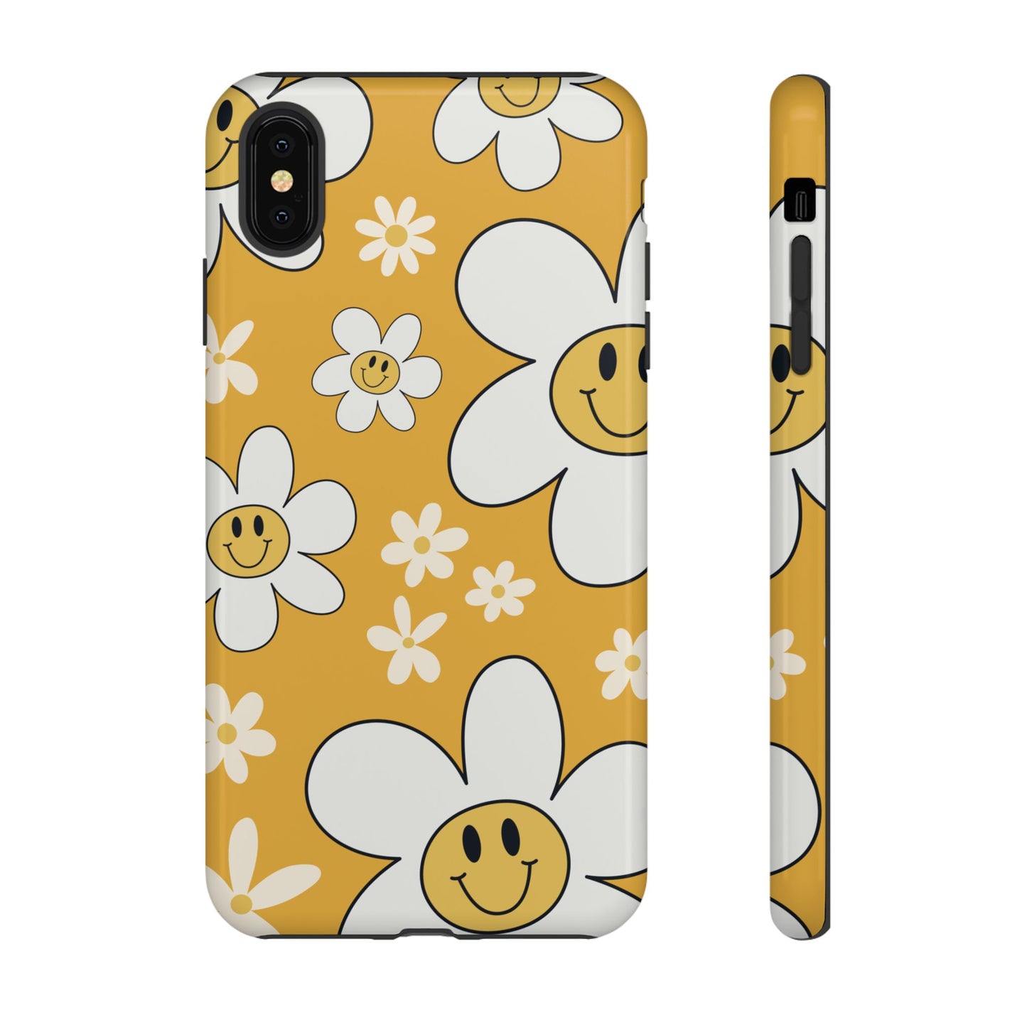 Fun Retro Daisy Pattern with Yellow Background Phone Case - Yellow Phone Case - iPhone XS MAX / Glossy
