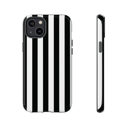 iPhone 14 Plus / Glossy Phone Case - Simple Black & White Stripe Pattern Phone Case