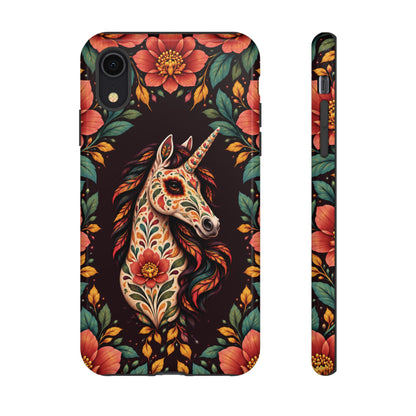 Elegant Terracotta and Teal Calavera Unicorn Phone Case - Phone Case - iPhone XR / Glossy