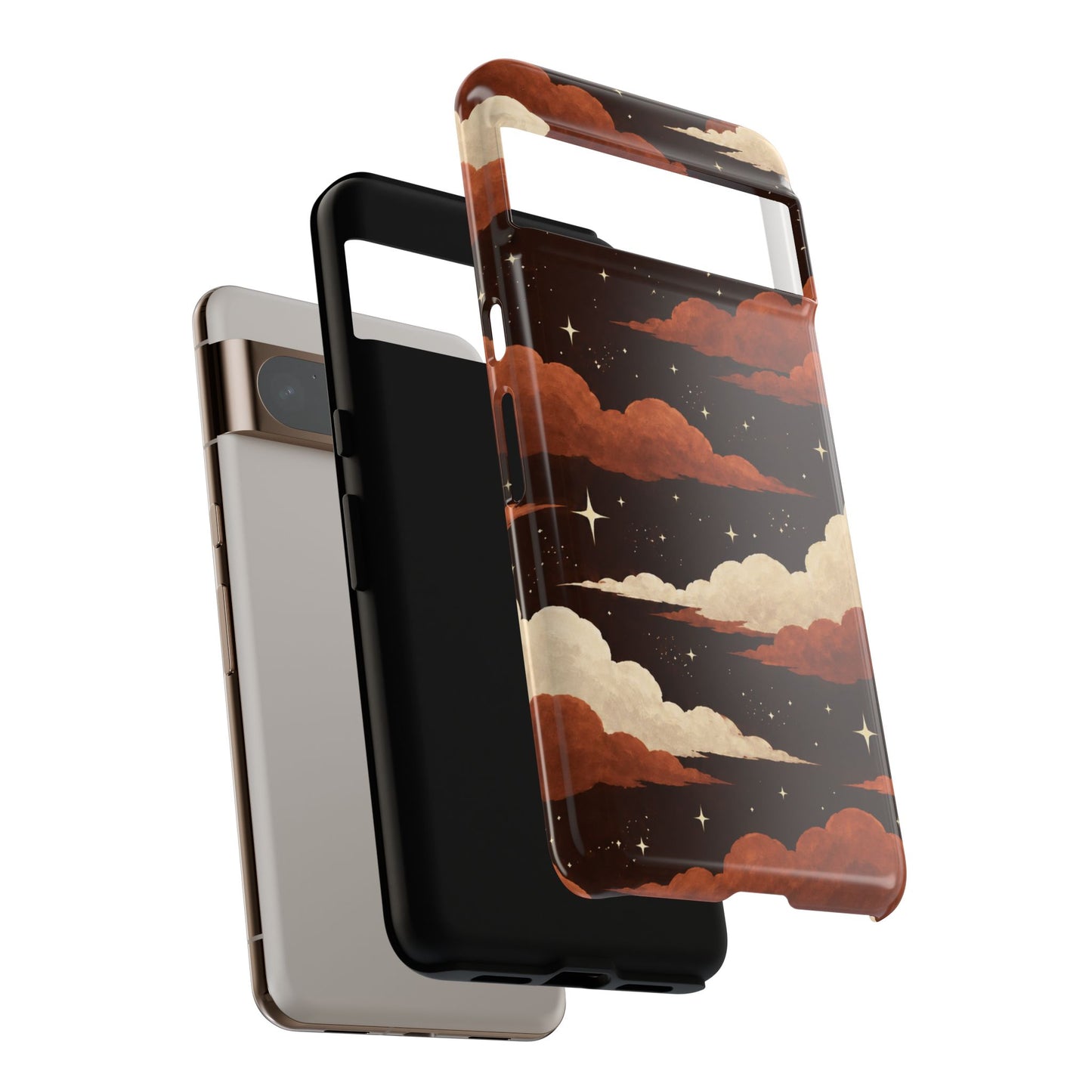 Illustrated Burnt Orange Clouds & Stars Phone Case