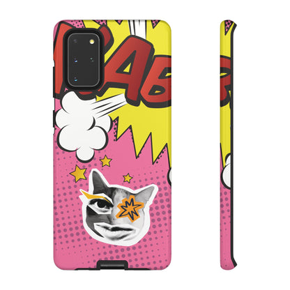 Bold Pink Pop Art Cat Phone Case - Pink Phone Case - Samsung Galaxy S20+ / Glossy