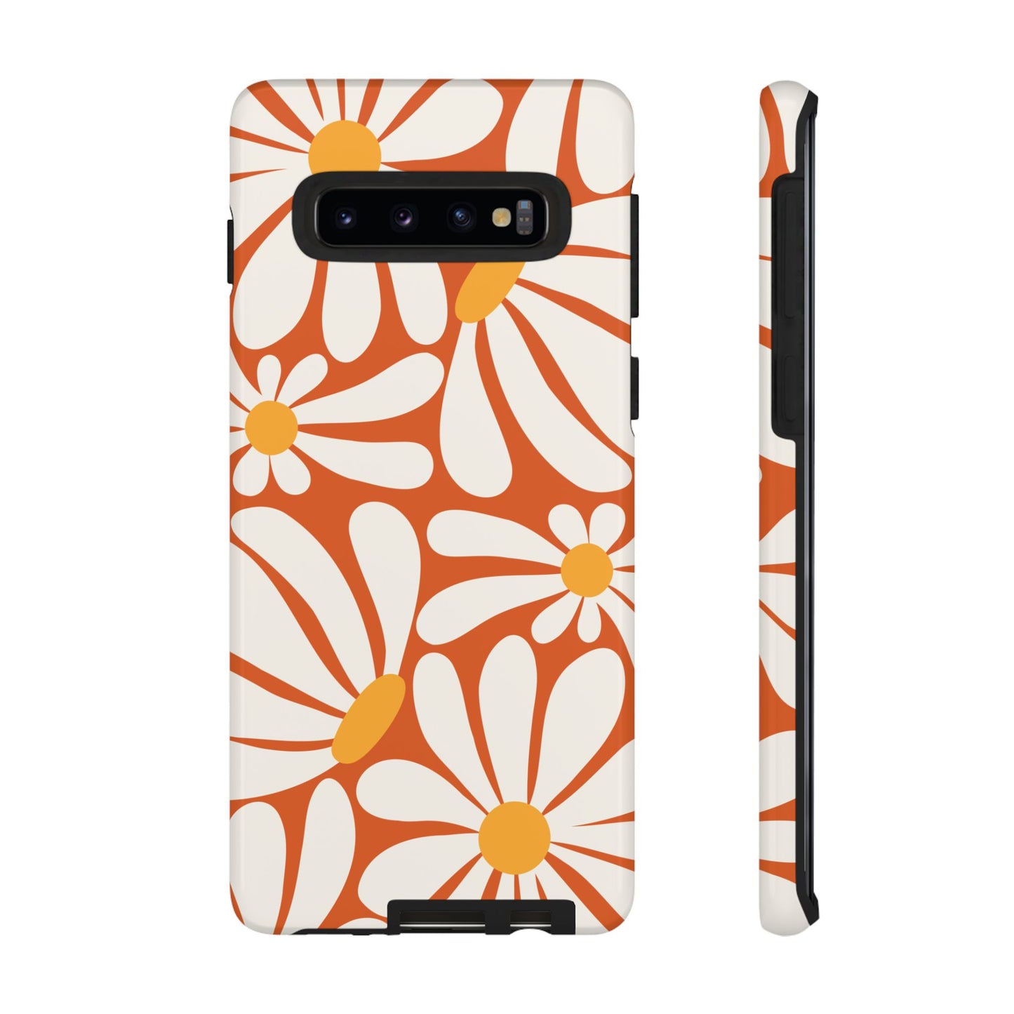 Retro Orange Daisy Pattern Phone Case - Orange Phone Case