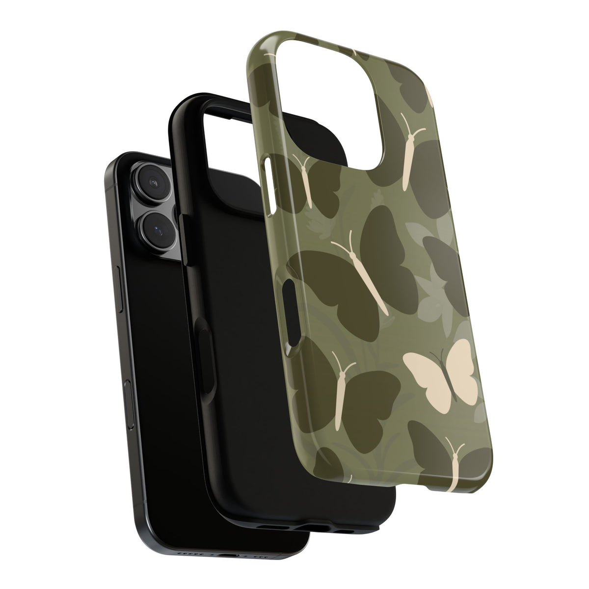 Minimalist Olive Green Butterfly Pattern Phone Case - Green Phone Case