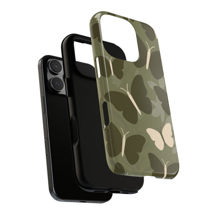 Minimalist Olive Green Butterfly Pattern Phone Case - Green Phone Case