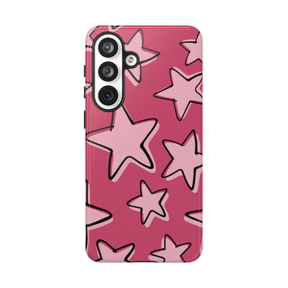 Raspberry Pink Doodle Star Phone Case