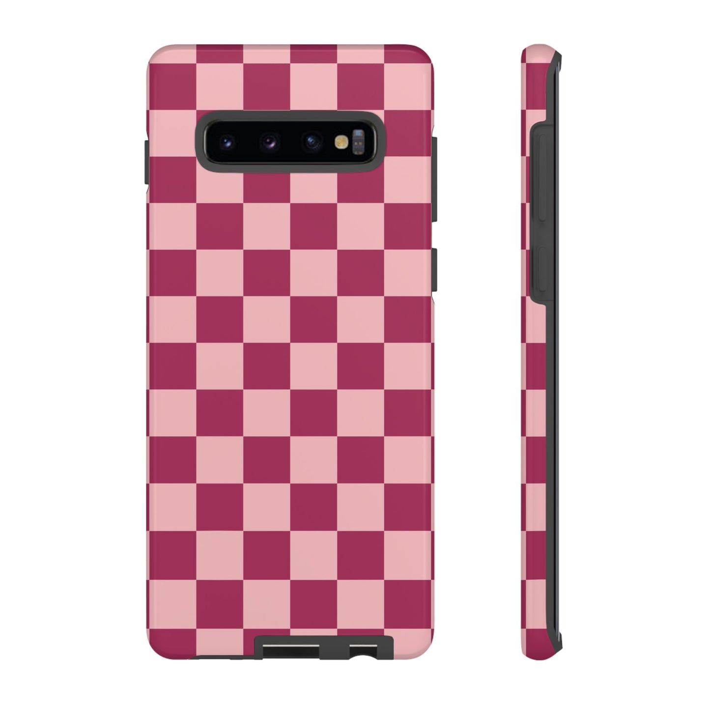 Samsung Galaxy S10 Plus / Glossy Phone Case - ’Pink Checkered Pattern’ Phone Case