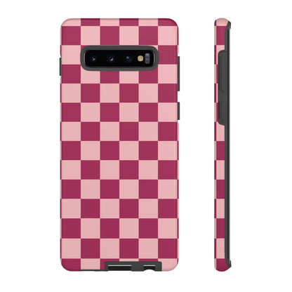 Samsung Galaxy S10 Plus / Glossy Phone Case - ’Pink Checkered Pattern’ Phone Case