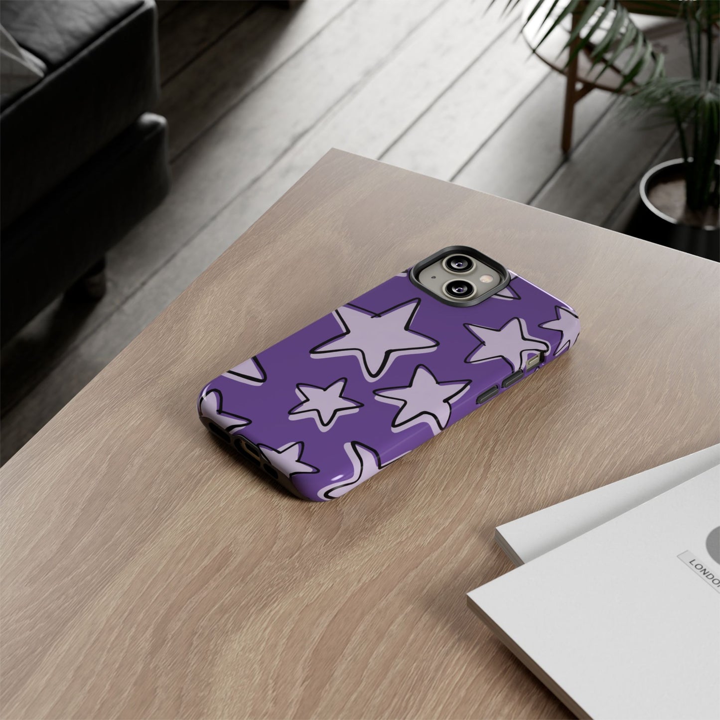 Violet Purple Doodle Star Phone Case