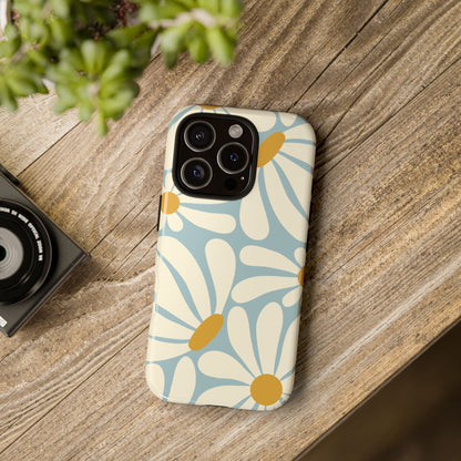 Retro Light Blue Daisy Pattern Phone Case - Blue Phone Case