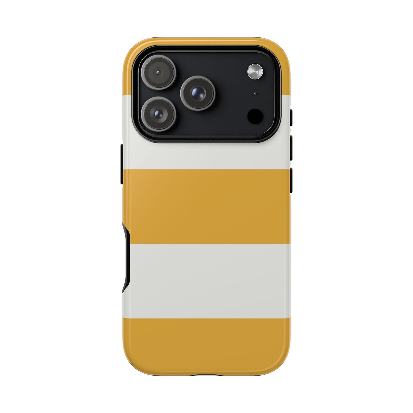 iPhone 17 Pro / Glossy Phone Case - Yellow & White Horizontal Stripe Pattern Phone Case