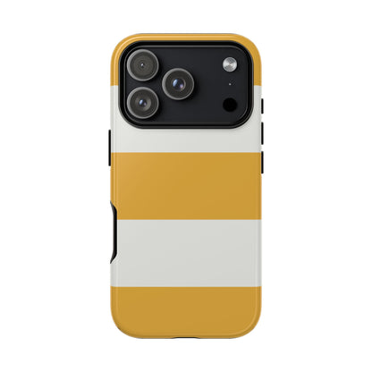 iPhone 17 Pro / Glossy Phone Case - Yellow & White Horizontal Stripe Pattern Phone Case