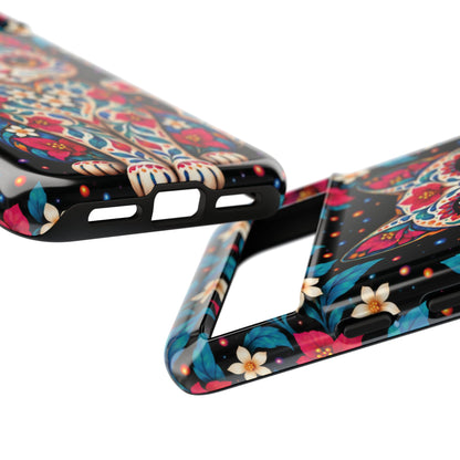 Vibrant Pink and Turquoise Calavera Cat Phone Case - Multicolor Phone Case