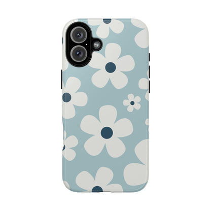 Cute Light Blue Daisy Pattern Phone Case - Blue Phone Case - iPhone 16 Plus / Glossy
